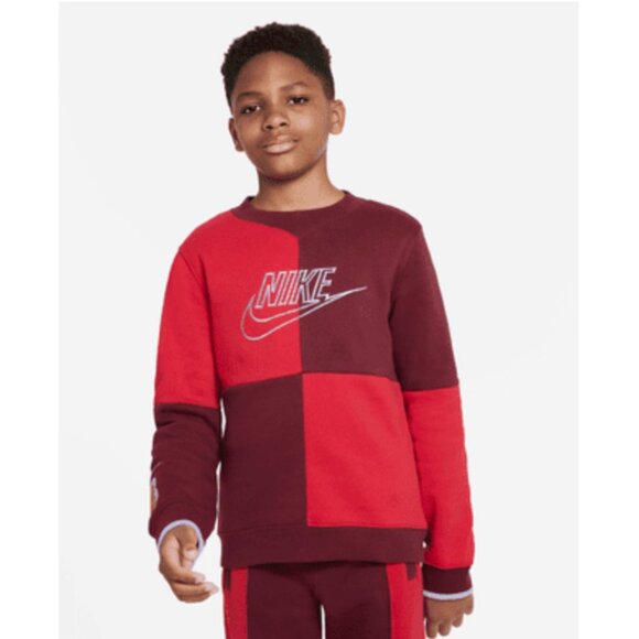 Nike Blue Ribbon Cut & Sew Colorblock Sweatshirt Red/Burgundy – Youth XL - Picture 14 of 15